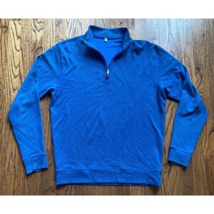 Peter Millar Tri Blend Melange Blue 1/4 Zip Pullover Sweater Men's Size Medium